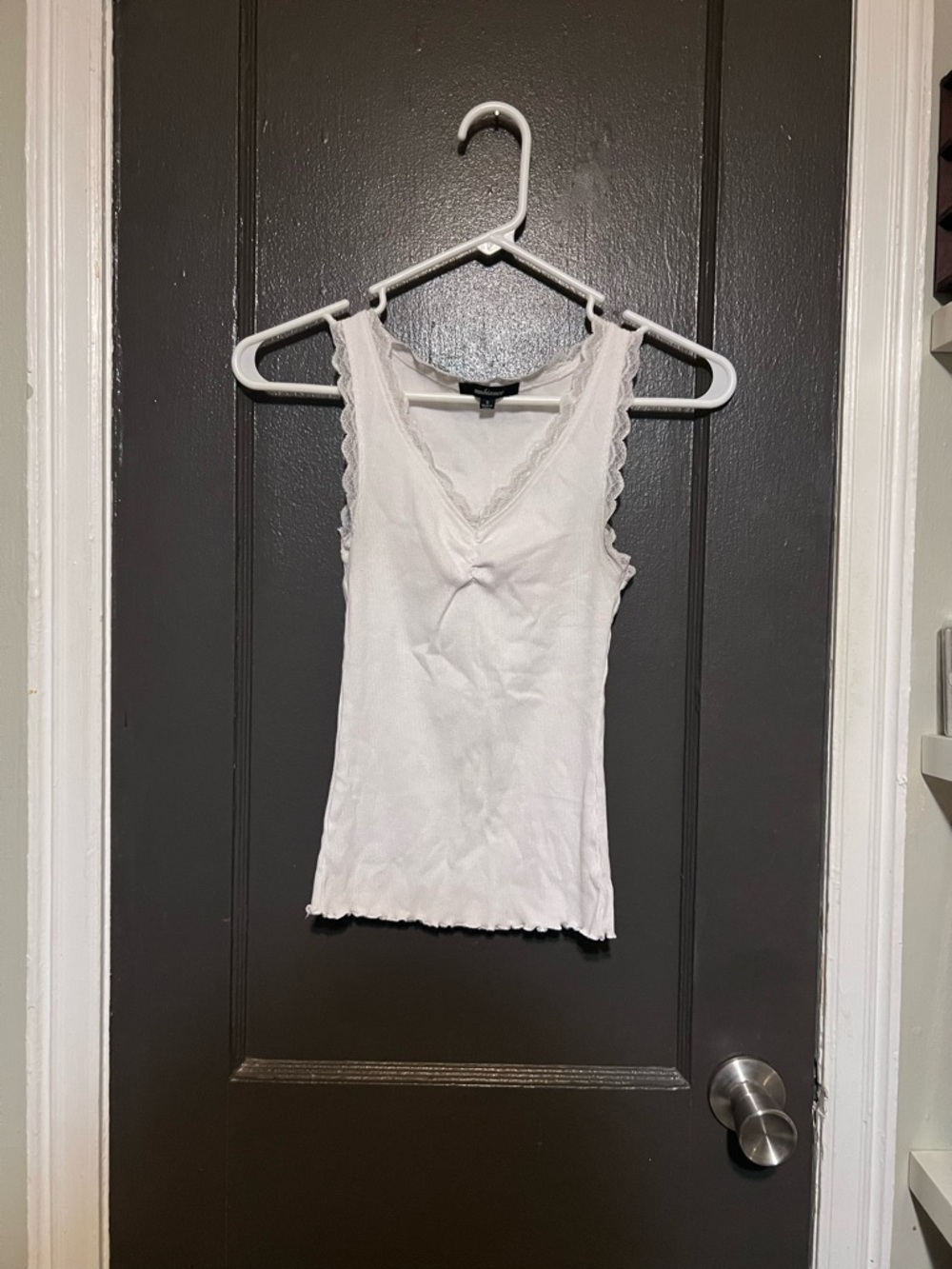 Women's White Lace-Trim Tank Top
